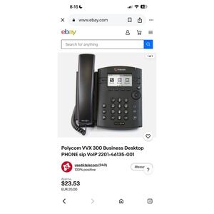Polycom VVX 301 Business IP Phone‎ VoIP 6-Line HD Voice 3111-48300-001 Black
